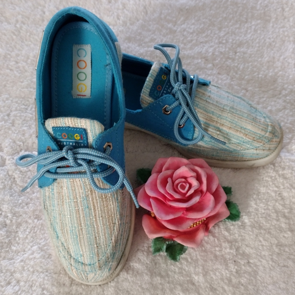 Coogi Blue Tweed Deck Shoes Women 's Size 8
